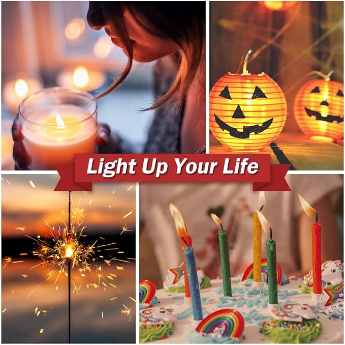 Electric Candle Lighter - Rechargeable USB Arc Windproof Flameless Plasma Lighter with Long Stick, Rope and Ring - No Butane Fluid - Perfect for BBQ, Camping, Kitchen Stove - Blue