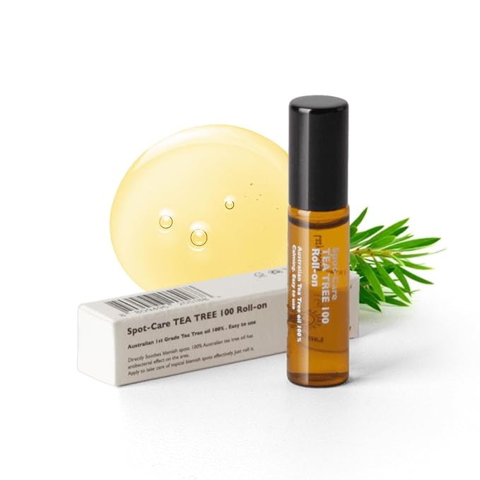 Lazy Society Teatree oil Roll-On 100% Spot Care for Acne Treatment - Gentle on Sensitive Skin, Targets Acne Pimples, Blemishes, and Zits. Face and Skin Spot Care Treatment for Acne, 0.18oz.