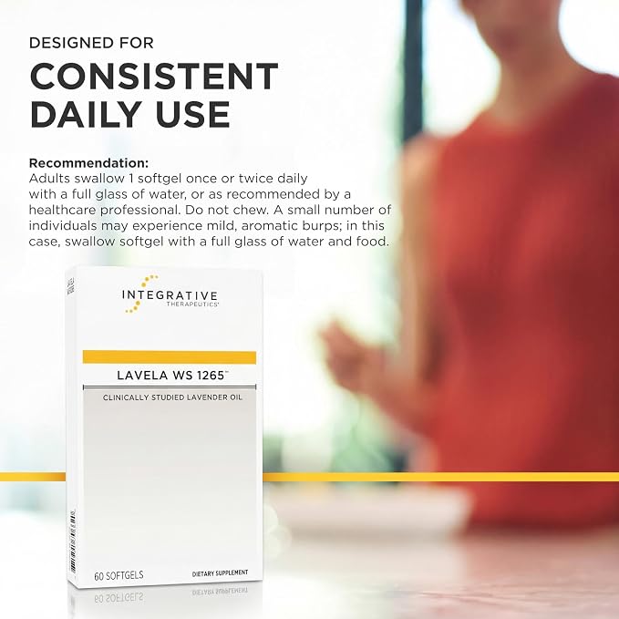 Integrative Therapeutics Lavela WS 1265 - Silexan Supplement for Sleep & Stress Support* - Lavender Essential Oil - 120 Softgels (120 Servings)