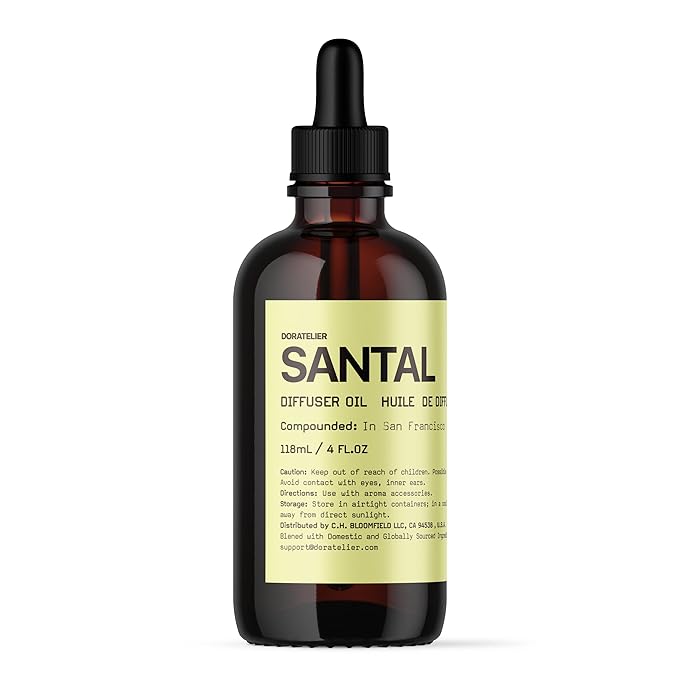 Doratelier Santal Diffuser Oil, Niche Scent, Smoky Classic Luxury Papyrus,Cardamom,Sandalwoods Essential Oils Blend for All Ultrasonic Diffuser Scent Projects(118mL/4FL oz)