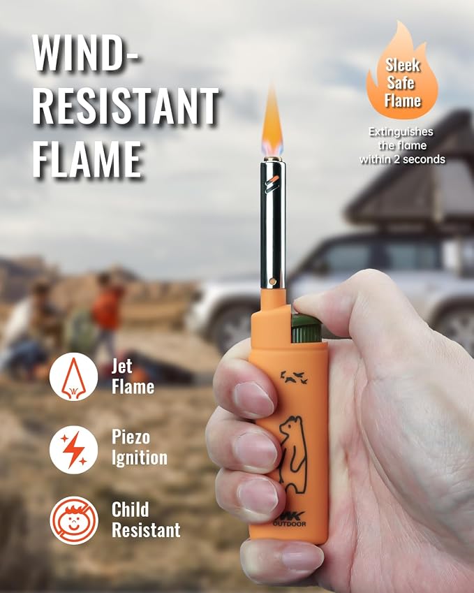 MK Lighter 10pcs. Outdoor Series Candle Lighters, Windproof Torch Flame, BBQ Grills, Camping Lighter, Outdoor Activities, Refillable Butane, Multipurpose Lighters (Assorted-10pc)