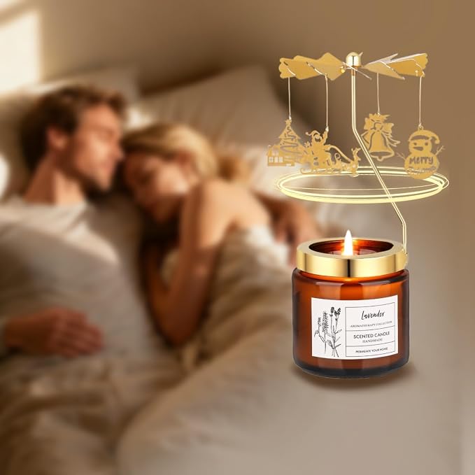 Christmas Candle Gifts for Women, Rotatable Lavender Scented Candle Gifts for Mom Wife Anniversary Valentine's Day Christmas, Unique Birthday Gift for Sister Girlfriend with Gift Box