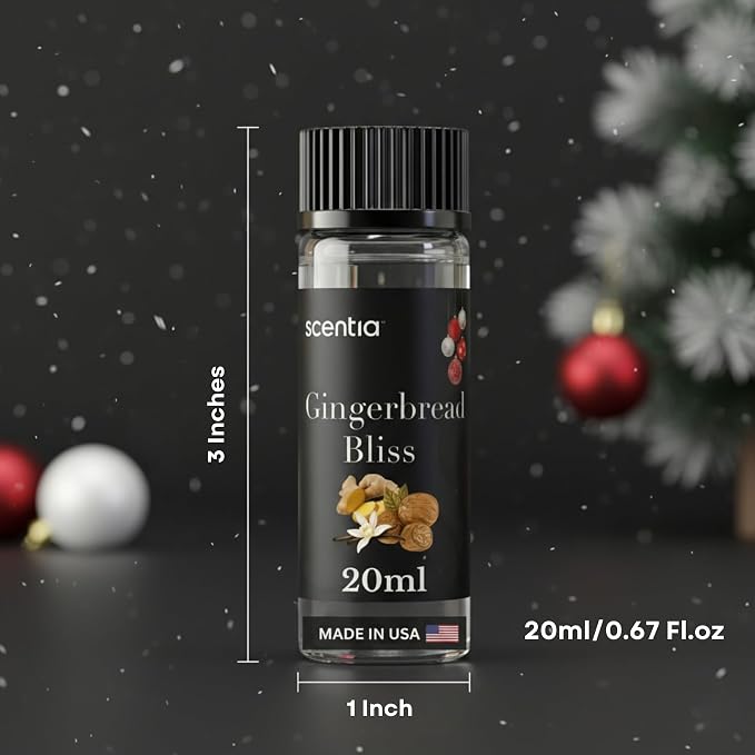 Scentia Cozy Pine Gingerbread Fragrance Oil Collection – Long Lasting Aromatherapy Diffuser Oil for Candles, Home & DIY Bakery Scents 3x20ml Discovery Set – (Perfect for Winter & Holiday)