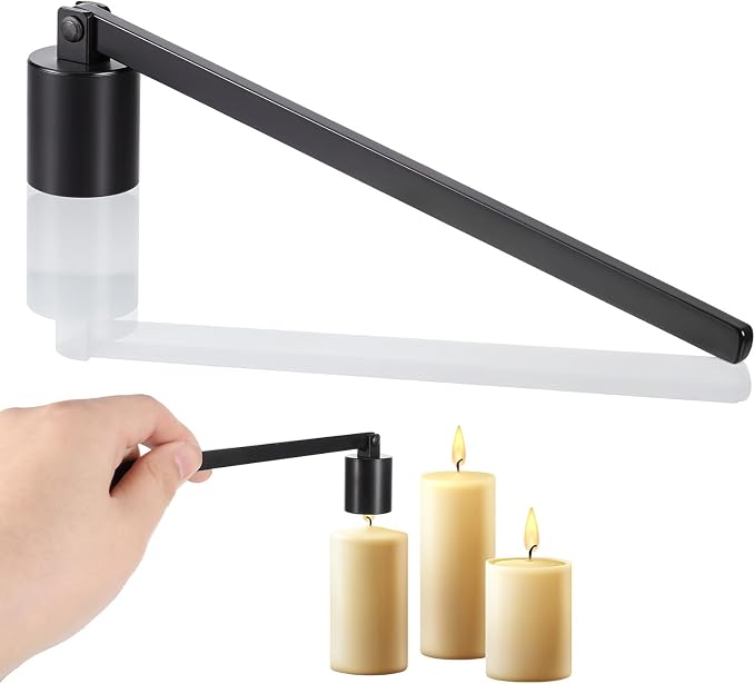 Candle Snuffer Stainless Steel Candle Snuffer Wicks Extinguisher Wick Flame Snuffers with Long Handle Straight Tube Snuffers for Putting Out Candles Flame (Black)