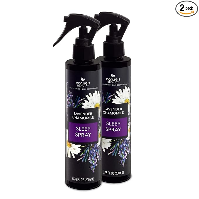 Nature's Beauty Lavender Chamomile Sleep Spray Multi-Pack - Sleep Well + Relax with Premium Grade Room + Pillow Spray, Made w/Coconut, Jojoba + Moringa Seed Oils, 6.76 fl oz (2 Pack)