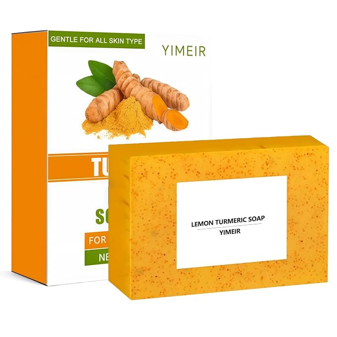 Turmeric Soap Bar - Handmade Lemon & Ginger Soap Bar, 100% Natural Brightening for Dull Skin, Antioxidant Face & Body Soap, Outdoor Home Use, Fit All Skin Type 4.1 oz