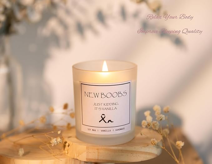 After Breast Surgery Gifts for Women, Breast Cancer Survivor Gifts, New Boobs Candle, Vanilla Scented Candle, Natural Soy Wax & Natural Essential Oils