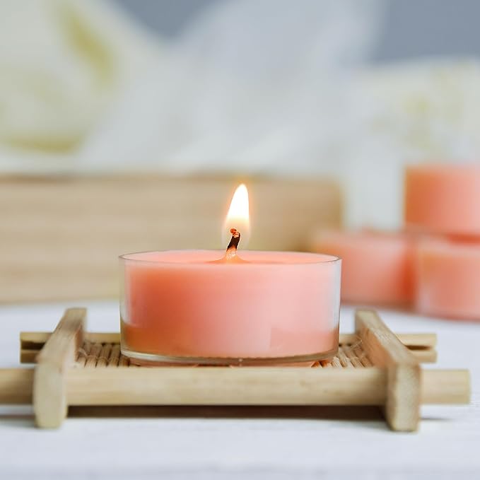 DEYBBY Natural Hibiscus Orchid Scented Soy Wax Tealight Candles Bulk, Aromatherapy Luxury Tea Candle Set of 36-4 Hour Burning Great Gift