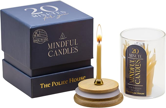 USA Beeswax 20-Minute Candles Set - Made in USA - Thoughtful Christian Gifts for Women Unique Gifts for Women for Prayer, Mindfulness, Meditation Accessories, Mini Taper Candle Set - The Polite House