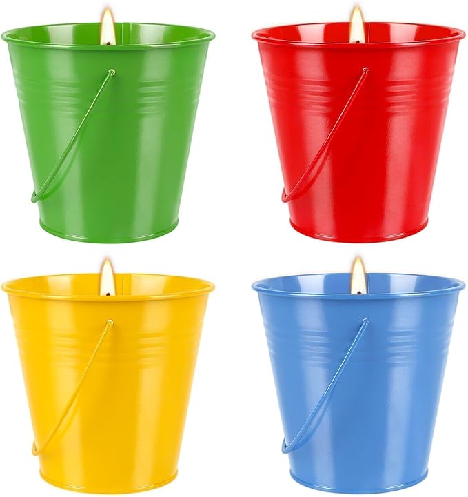 Citronella Candles Outdoor Set of 4-12oz Multicolor Soy Wax Candles, Clean Burning Smokeless for Patio Garden Balcony Decor, Long-Lasting Outdoor Candles with Natural Soy Wax Blend