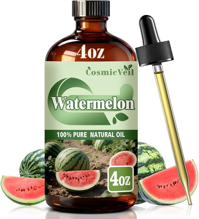 Watermelon Essential Oil Watermelon Oil for Aroma Diffuser,Humidifier,Home Fragrance,Cleaning,Body Care,Massage,Yoga,DIY Candle,DIY Soap CosmicVeil（Watermelon，4 Fl Oz (Pack of 1)）