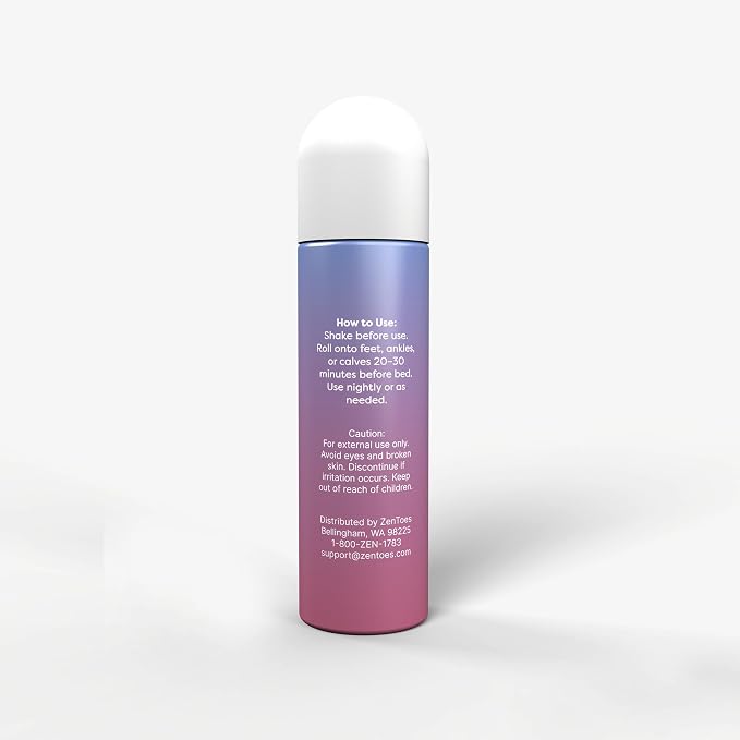 ZenToes Magnesium Oil for Feet | Targeted Tension Relief Roller Ball for Restless Legs & Feet | Magnesium Spray Alternative for Restful Sleep | Lavender & Mint Scent | 3.4oz, Pack of 2