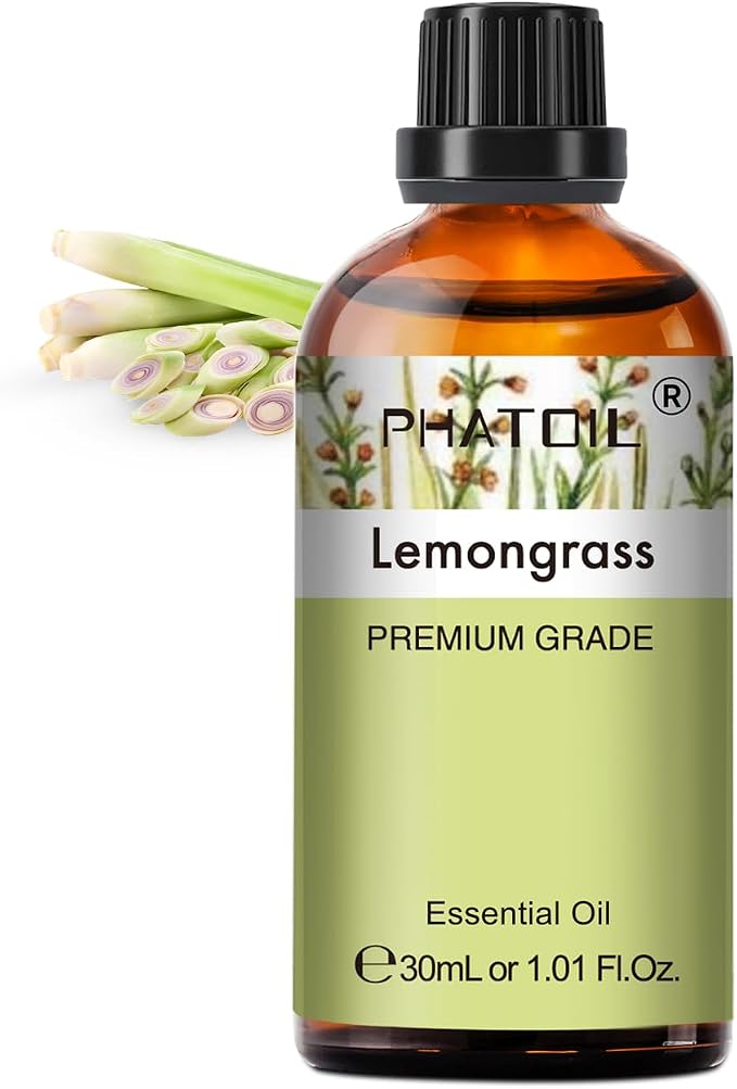 Lemongrass Essential Oil 1.01fl.oz/30ml, PHATOIL Lemongrass Oils Long Lasting Scents for Aromatherapy, Diffuser, DIY Soap and Candle Making