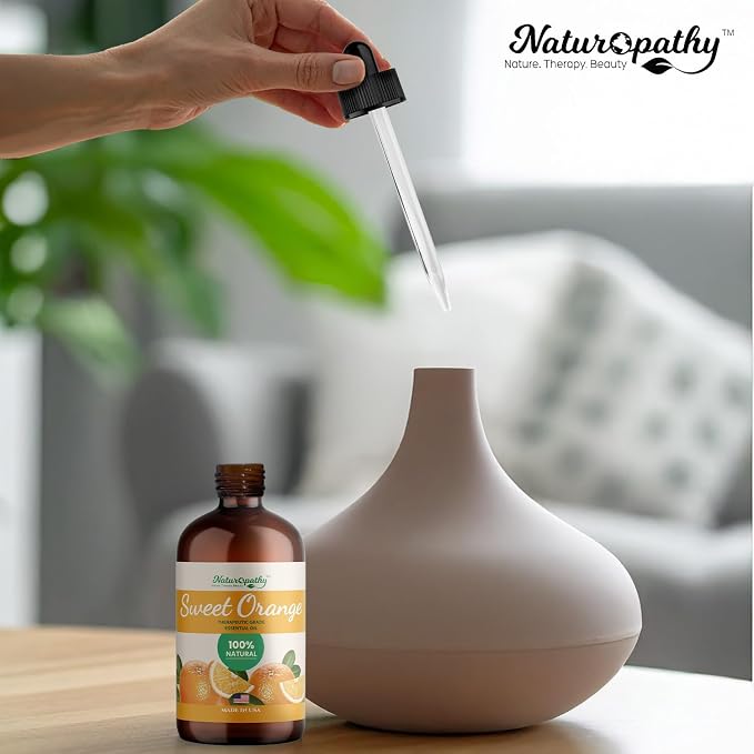 Naturopathy Sweet Orange Essential Oil Therapeutic Grade Premium Quality Oil with Glass Dropper - Huge 4 fl. Oz - Perfect for Aromatherapy and Relaxation