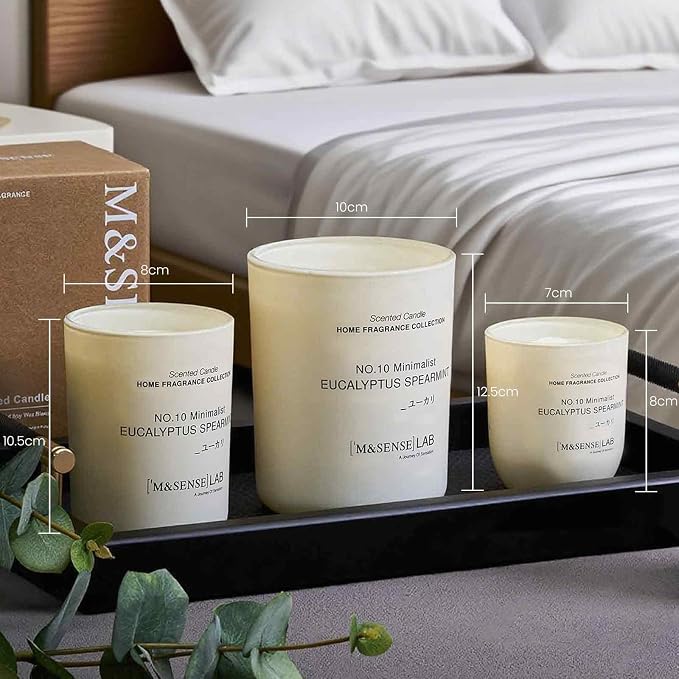 M&SENSE Natural Soy Large Candle| Vanilla Sandalwood | 16.6 oz, 95H Burn | Mini Spring Scented Candles for Relaxation, Meditation, Home Décor | for Bedroom, Office, Party