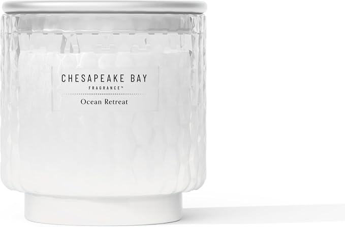 Chesapeake Bay, 11oz Ocean Retreat Scented Candle, Mood Evoking Fragrance, Textured Sea Glass-Inspired Jar, Premium Soy Blend Wax with Essential Oils, Coastal Fragrance for Home Décor or Gifting
