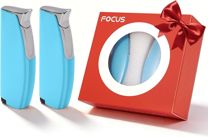 2 Pack Torch Lighter Butane Lighter,Refillable Mini Lighter for Candles Fireworks,Gifts for Friends Or Family Members(NO PREFILLED) (Blue)