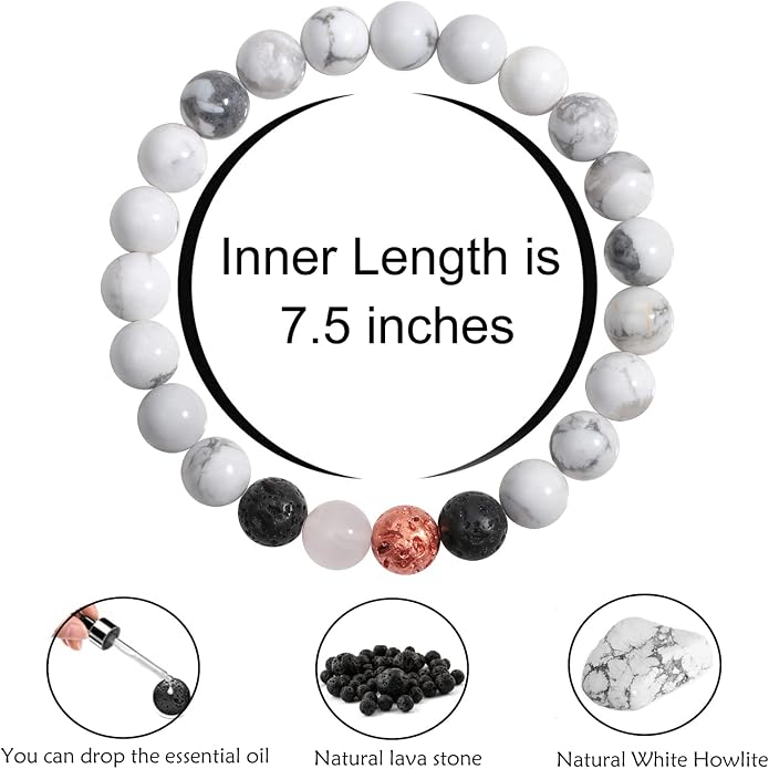 Healing Bracelets for Women, Anti Anxiety Yoga Beads Stress Relief Healing Thoughts Bracelets Relaxation Gift Aromatherapy Essential Oil Diffuser Lava Bracelet Gifts for Women