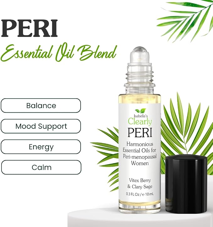 PERI Essential Oil Roll-On for Women | Natural Aromatherapy Blend for Balance, Mood, Drive and Energy with Vitex Berry, Clary Sage, Geranium, Neroli, Orange, and Jojoba