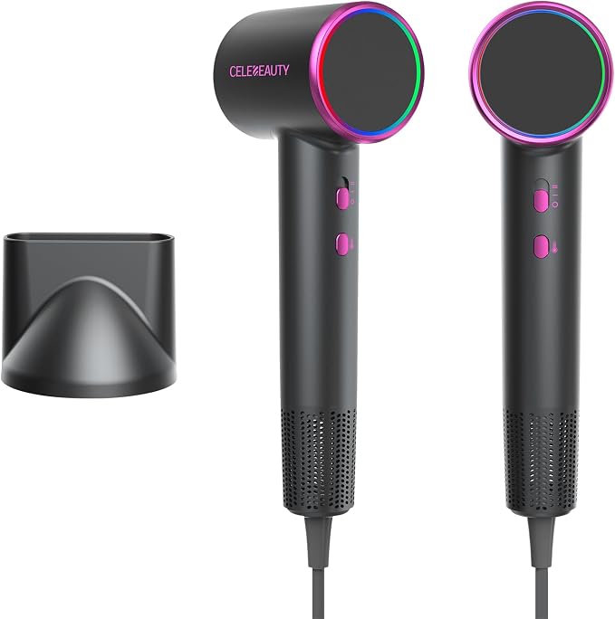 Professional Hair Dryer with Diffuser - 110,000 RPM High-Speed Blow Dryer Strong Motor & Ionic Technology for Fast Drying & Frizz Control, Lightweight, Quiet for Home, Travel (Light Black)
