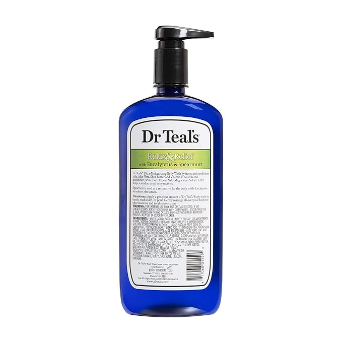 Dr Teal's Body Wash and Lotion Combo Pack, Eucalyptus & Spearmint Foaming Body Wash (24 fl oz) and Night Time Therapy Melatonin Body Lotion (8 oz). Treat your skin, your senses, and your stress.