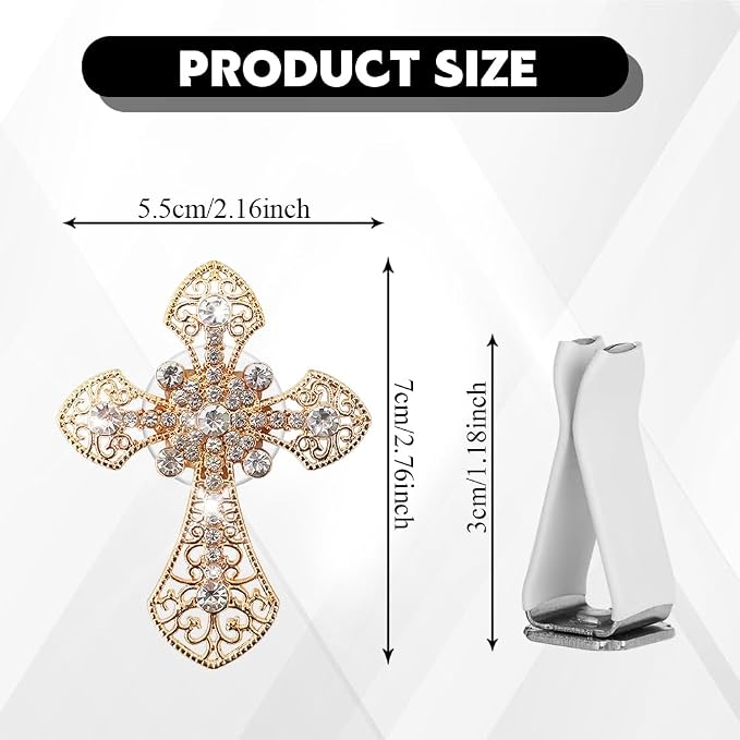 Bling Car Air Vent Clip, Crystal Cross Car Air Fresheners, Rhinestone Vehicle Air Conditioner Outlet Diffuser Vent Clip, Bling Car Interior Accessories Fit for Women and Man (Gold, Style 1)