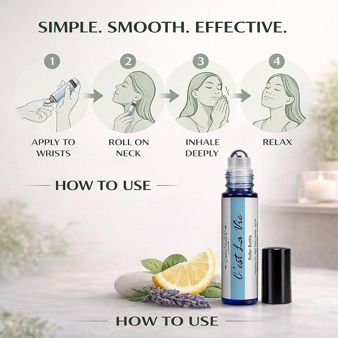 GreenHealth C’est La Vie Essential Oil Roll-On (10 ml) – Pre-Diluted Relaxing Aromatherapy Blend, Ready-to-Use Rollerball, Travel Size Calming Scent