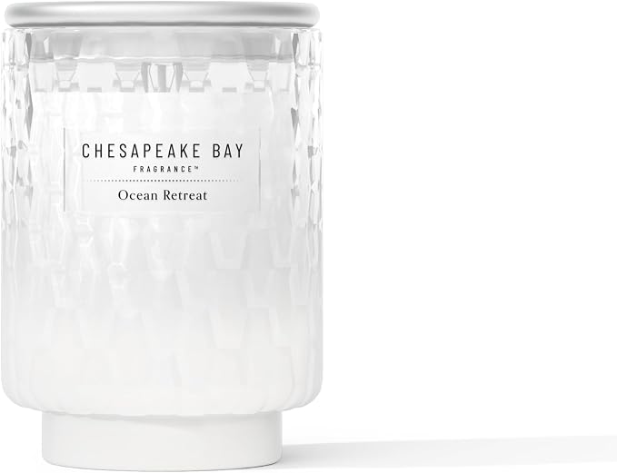 Chesapeake Bay, 8oz Ocean Retreat Scented Candle, Mood Evoking Fragrance, Textured Sea Glass-Inspired Jar, Premium Soy Blend Wax with Essential Oils, Coastal Fragrance for Home Décor or Gifting