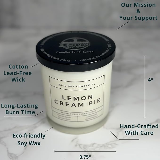 Lemon Candle | Purpose-Driven Soy Candles | Scented Gift for Home | Bestfriend Gift | Non-Toxic | Aromatherapy | Present for Her | Be Light Candle RE (Light & Lovely)