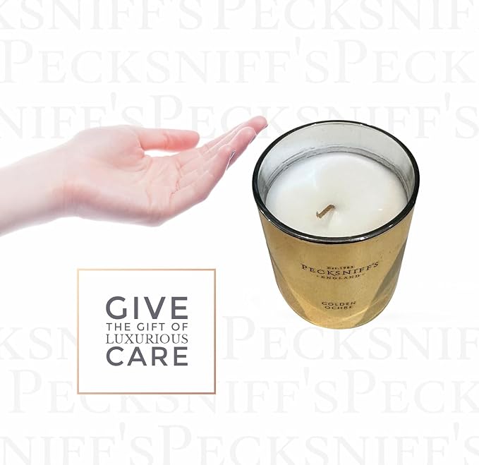 Pecksniffs Golden Ochre Scented Candle - Luxurious Honey & Amber Aroma, 180g/6.34 oz - Perfect for Relaxation & Elegant Atmospheres