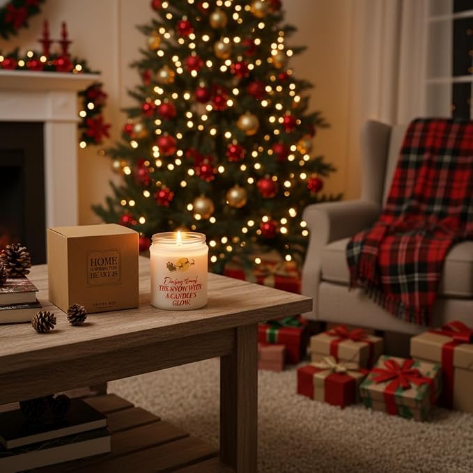 10 oz Holiday Cheer Scented Candles, Gift for Family, Gifts for Mom and Dad, Bestie BBF Gift 50 Hours Long-Lasting Burn Time