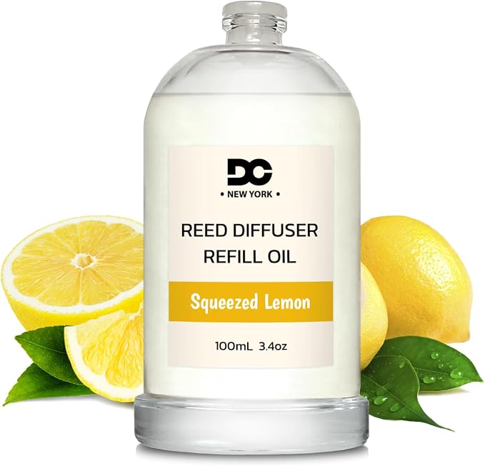 Daniella's Candles Fresh Squeezed Lemon Reed Diffuser Refill Oil, 3.4oz/100ml, Premium Fragrance Oil, Home Fragrance, Oil for Reed Diffusers, Long Lasting