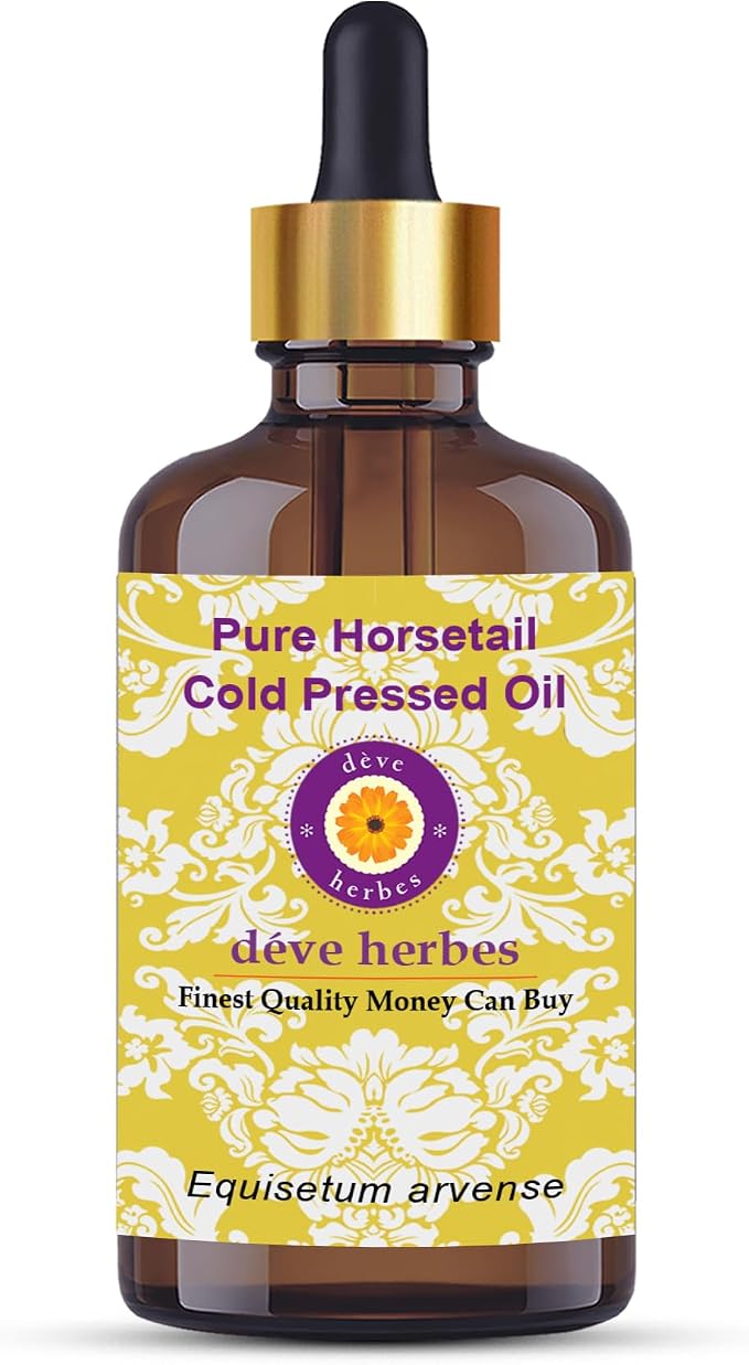 Deve Herbes Horsetail Oil (Equisetum arvense) with Glass Dropper | Cold Pressed | Pure | for Diluting Essential Oils | Hair, Skin & Massage | Non-Sticky | Lightweight | Unisex | 50ml (1.69 oz)