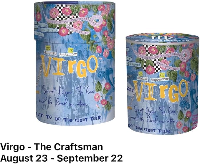 Virgo Zodiac Candle – Jasmine Scented Soy Candle – Astrology Gift for Women – 80 Hour Burn – Reusable Ceramic Jar