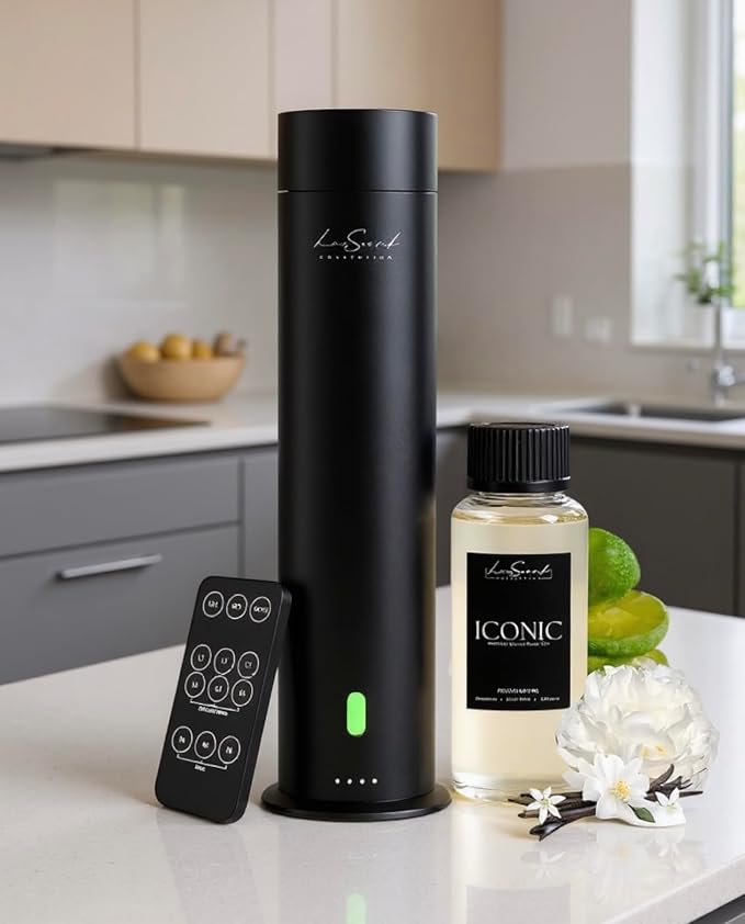 Wireless Aroma Diffuser with 120mL Iconic Scent Oil Included - for up to 1000sq. ft Coverage - Hotel Scent Diffuser - Remote Control - Home Luxury Essential Oil Diffuser - Aromatherapy