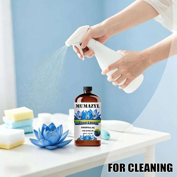 Blue Lotus Essential Oil, Blue Lotus Oil 16 Fl Oz 480ML for Diffuser Humidifier Yoga Cleaning DIY Candle Soap Making MUMAZYL Essential Oils
