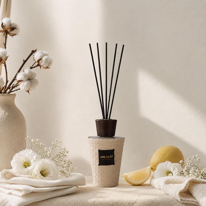 Airkeep Reed Diffuser Set, Clean Linen 5.1 fl oz (150 ml), Long Lasting Home Fragrance with Reed Diffuser Sticks, Decorative Room Diffuser for Bathroom, Bedroom, Living Room & Office