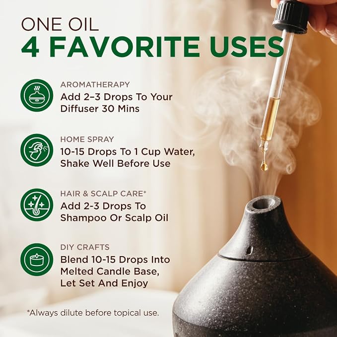 100% Pure Peppermint Essential Oil - 4 Fl Oz - Peppermint Oil for Hair, Skin, Diffuser, Aromatherapy & DIY Candle Making Scent