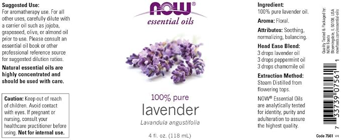 NOW Foods Lavender Oil, 4 Fluid Ounce + 1 Dropper