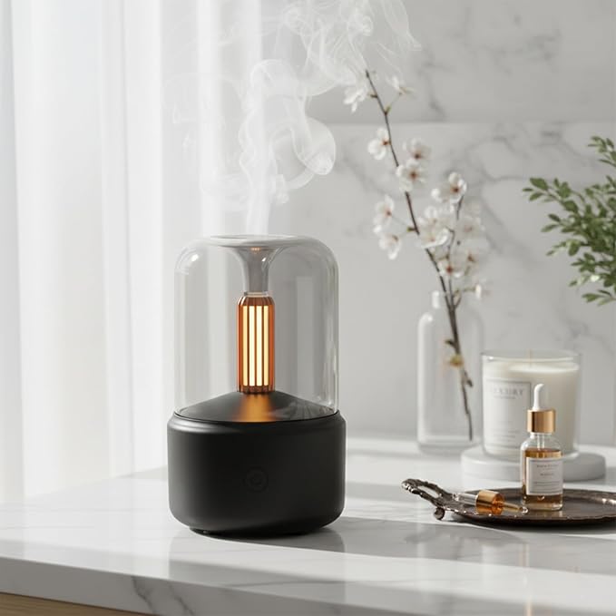LONCIN Essential Oil Diffuser, 120ml Aromatherapy Diffuser with Auto Shut-Off Function, Ultrasonic Diffusers for Essential Oils, Cool Mist Humidifier with Warm Lights, for Home & Office