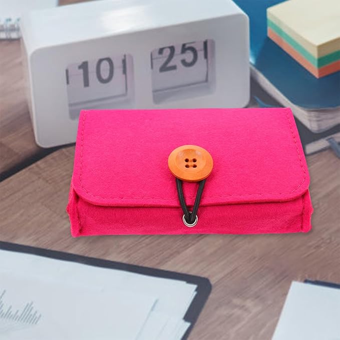 COHEALI Essential Oil Storage Bag Holder Small Felt Portable Essential Oils Case Organizer Pouch for Travel and Home Use Rose Red