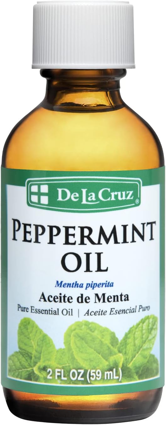 De La Cruz Pure Peppermint Essential Oil, Steam-Distilled, Bottled in USA (2 Ounces)
