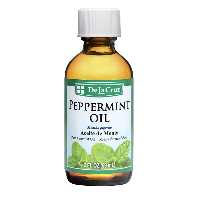 De La Cruz Peppermint Essential Oil - 100% Peppermint Oil for Aromatherapy - Steam Distilled - 2 Fl OZ