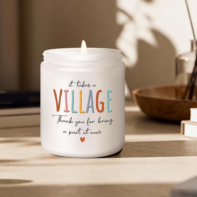 Teacher Gifts for Women - Thank You Gifts for Women Men - Appreciation Gift for Nurse Coworker Employee Daycare Provider Nanny Babysitter - It Takes a Village Scented Candle