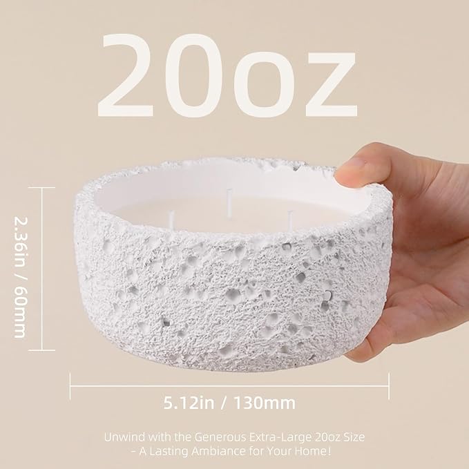 Viyffo 20oz Large White Scented Candle – Vanilla Dreamscape, 3 Wick Non Toxic Soy Candles in Matte Ceramic Jar, Perfect for Luxury Home Fragrance, Elegant Room Décor & Premium Gift for Women