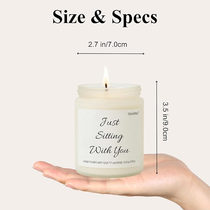 Sympathy Gift for Loss of Loved One - Just Sitting with You Memorial Candle, Lavender Scented Soy Wax, Grief Support Bereavement Gifts, 40 Hour Burn Time, Condolence Gift