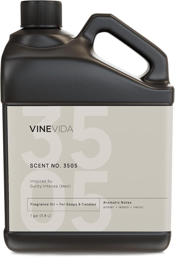 VINEVIDA Scent NO. 3505 Fragrance Oil - 1 Gallon (8lbs) - Inspired by: Guilty Intense (Men) Fragrance Oil for Candle Making - Made in USA Candle Scents Scents for Soap Making
