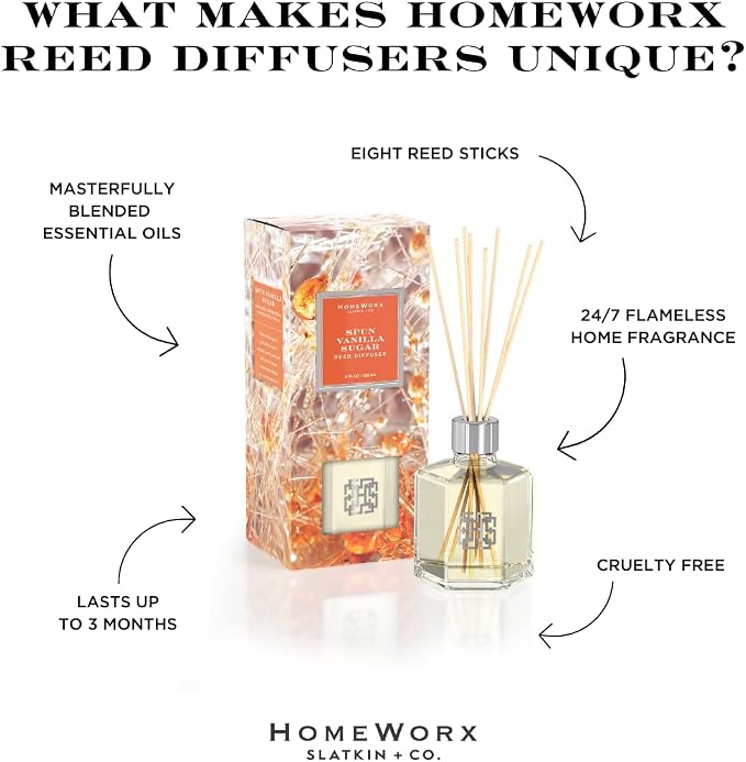 HomeWorx by SLATKIN + CO. Spun Vanilla Sugar Reed Stick Diffuser