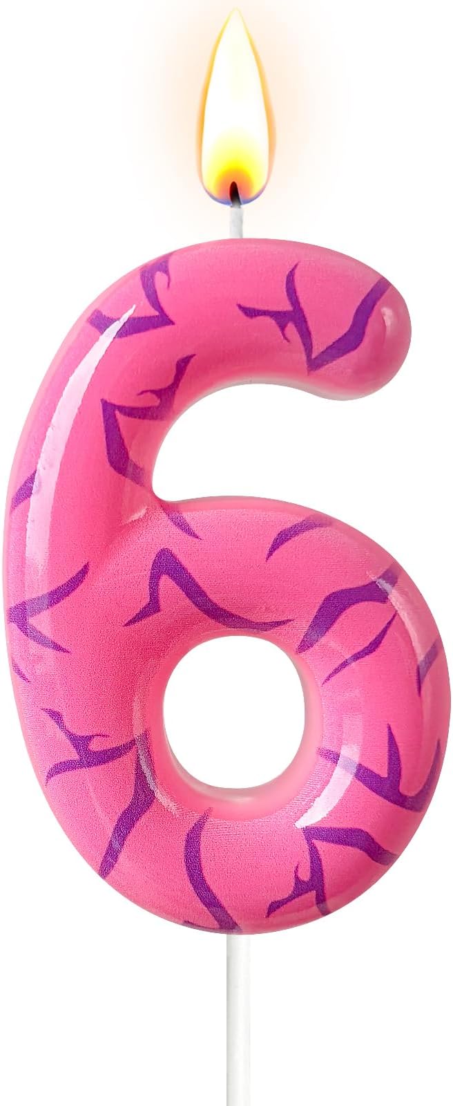 Number 6 Birthday Candle for Cake – Pink Gradient Number Candle with Mystic Rune Pattern, Decorative Cake Topper for Anniversary & Celebration