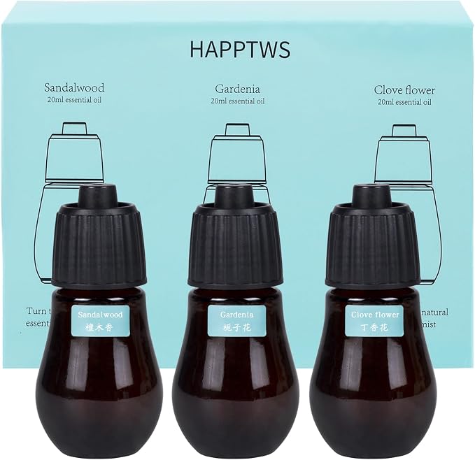 Aromatherapy Essential Oil Set - 3-Piece Essential Oil Set in Three Flavors: Sandalwood, Gardenia, Clove Flower